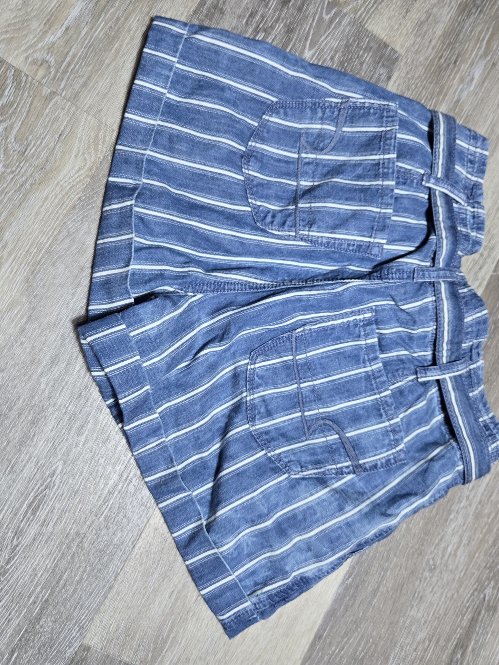 Vintage American Eagle Outfitters Blue and White Striped Paperbag Shorts Size 0 - Picture 8 of 8